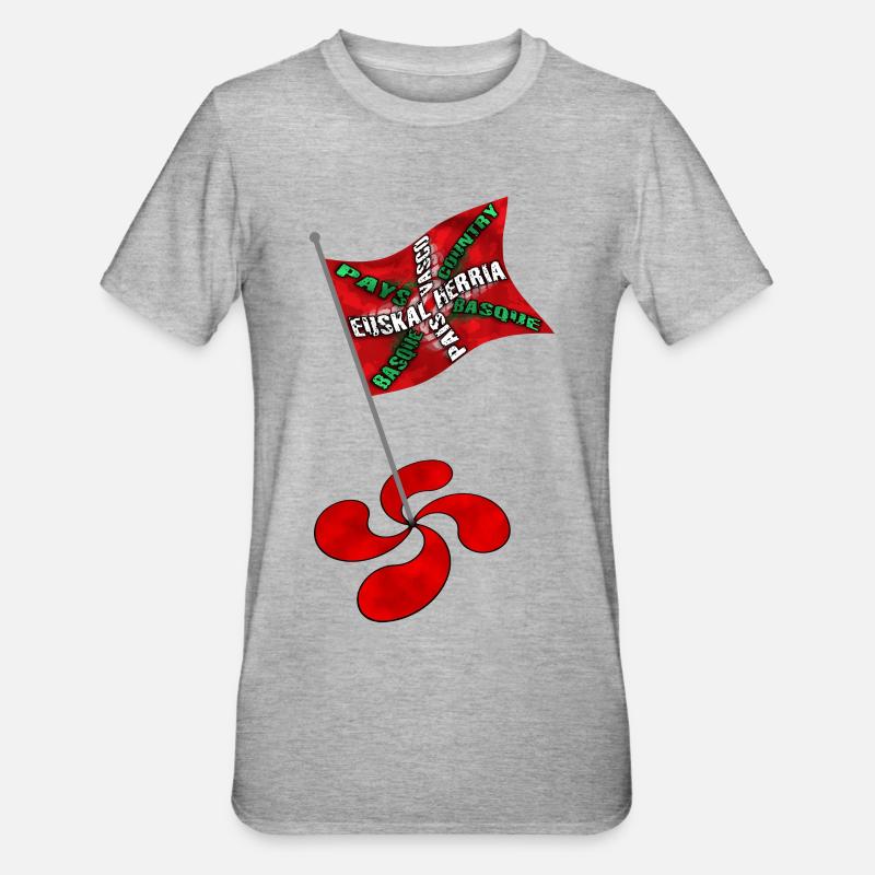 drapeau basque - T-shirt polycoton Unisexe - gris chiné