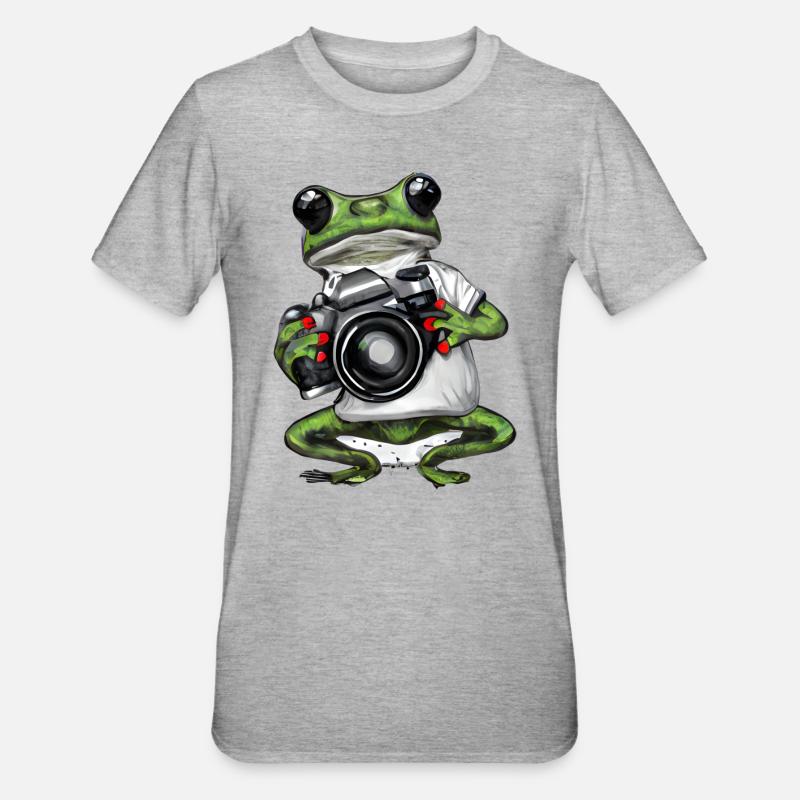 Grenouille avec caméra - T-shirt polycoton Unisexe - gris chiné