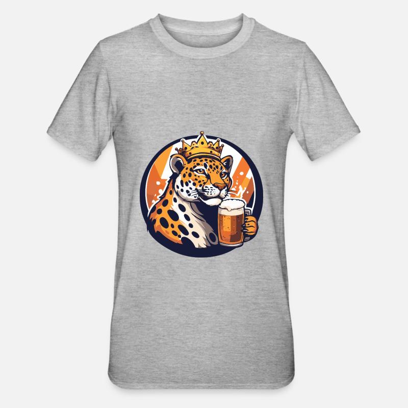 Leopard Bier - Unisex Polycotton T-Shirt - Grau meliert