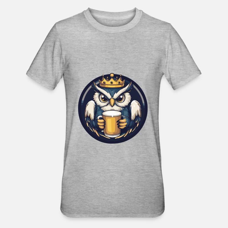 Eule Bier - Unisex Polycotton T-Shirt - Grau meliert