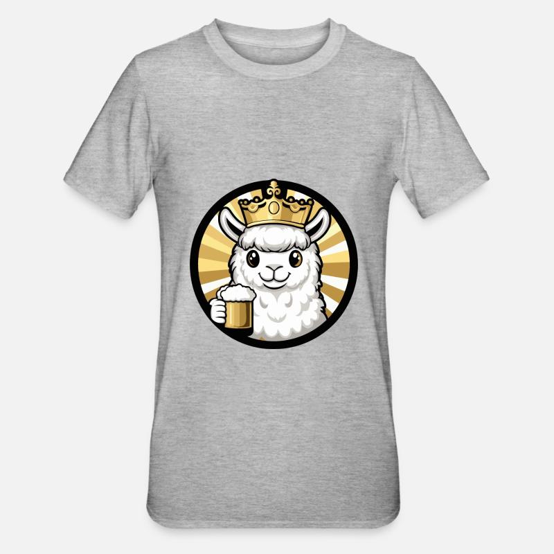 Alpaka Llama Bier Comic - Unisex Polycotton T-Shirt - Grau meliert