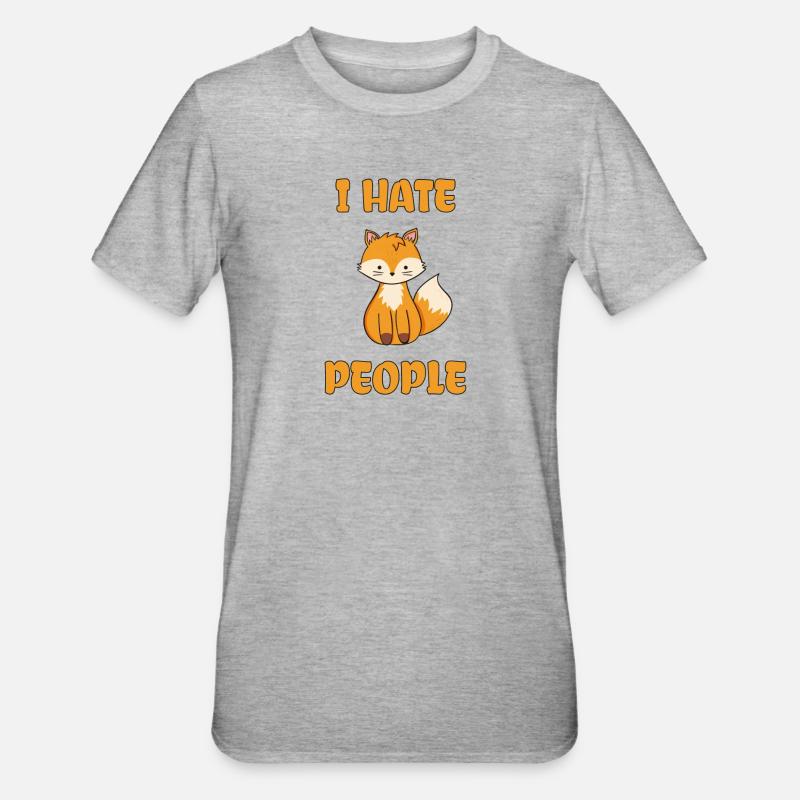 I hate people fox - Unisex Polycotton T-Shirt - heather grey