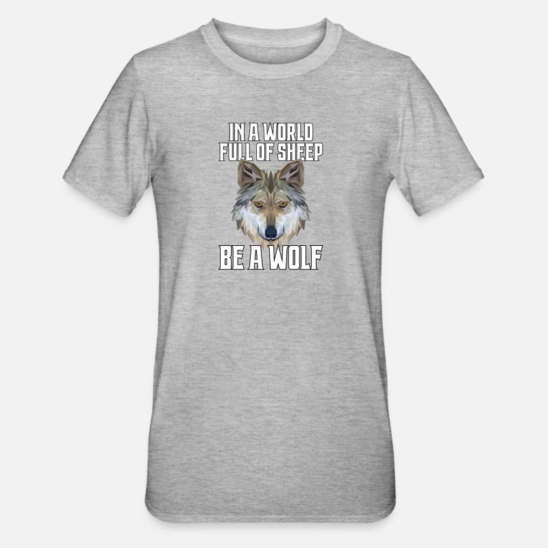 Wolf Polygon - Unisex Polycotton T-Shirt - heather grey