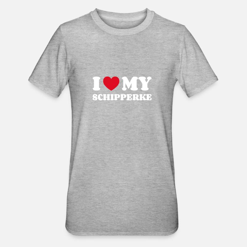 J’aime mon Schipperke - T-shirt polycoton Unisexe - gris chiné