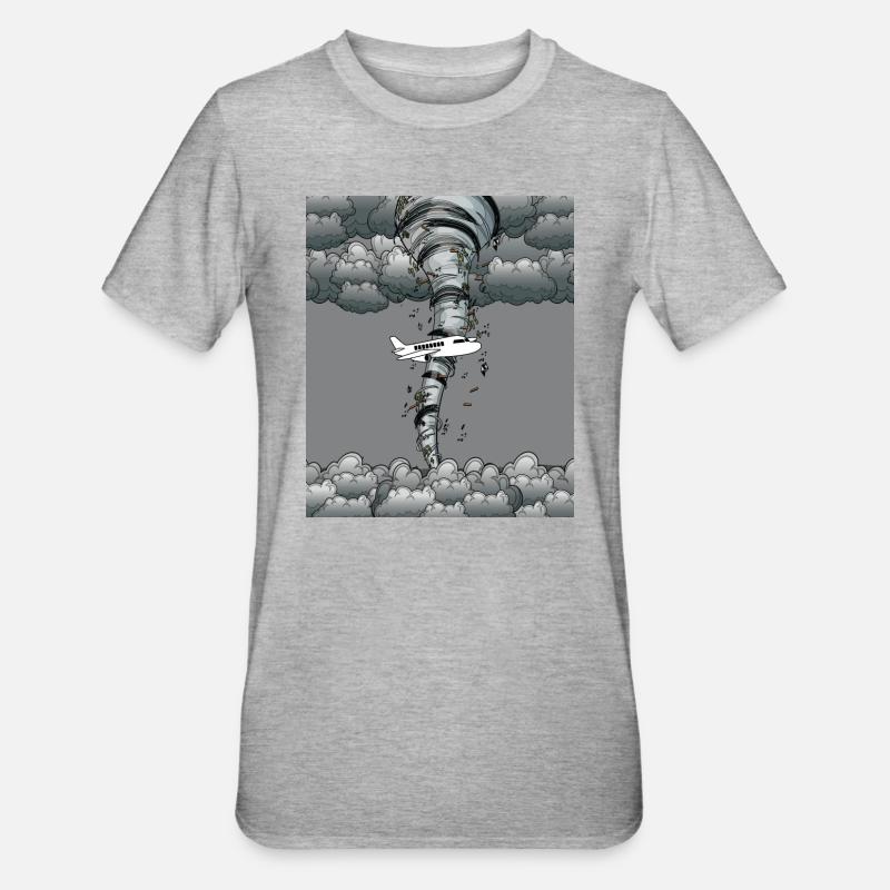 Tornade avion tempête temps - T-shirt polycoton Unisexe - gris chiné