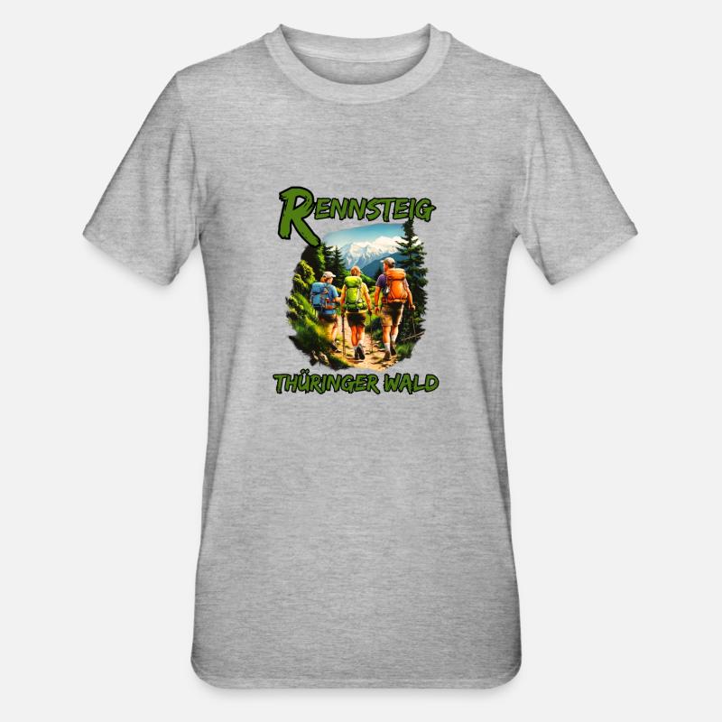 Rennsteig-Forêt de Thuringe-Thuringe - T-shirt polycoton Unisexe - gris chiné