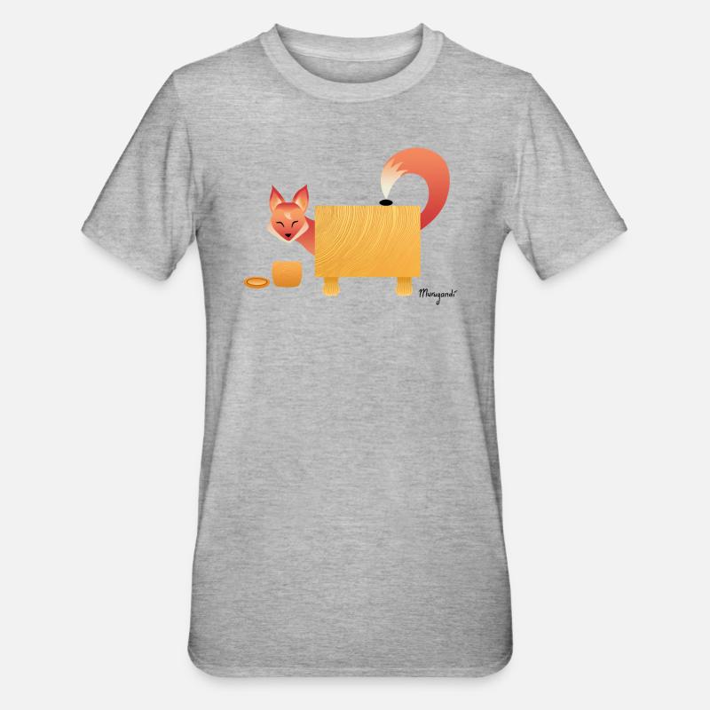 Petit renard effronté - T-shirt polycoton Unisexe - gris chiné