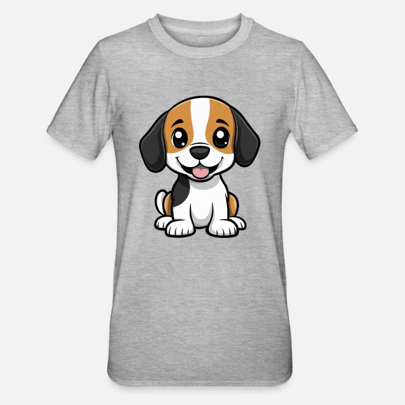 Beagle Chien Mignon - T-shirt polycoton Unisexe - gris chiné