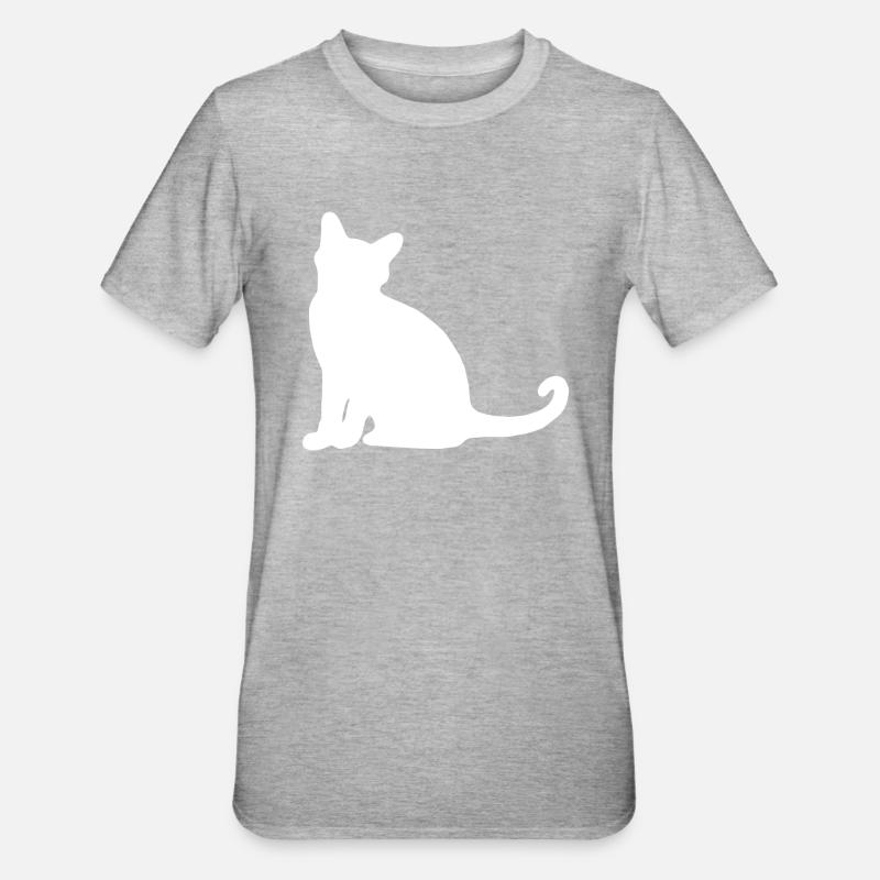 Chat silhouette siège - T-shirt polycoton Unisexe - gris chiné
