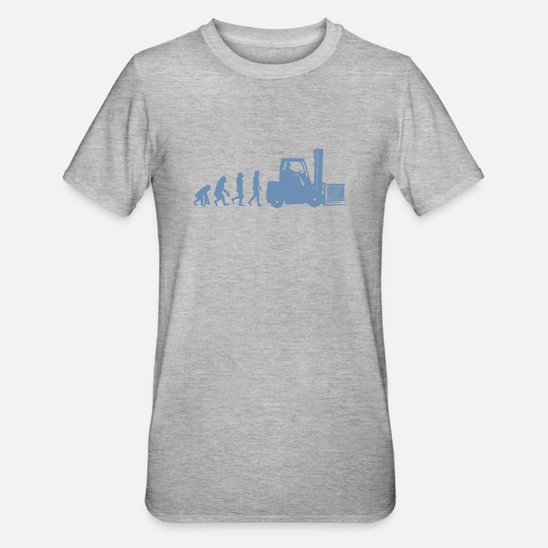 Evolution eines Staplerfahrer - Unisex Polycotton T-Shirt - Grau meliert