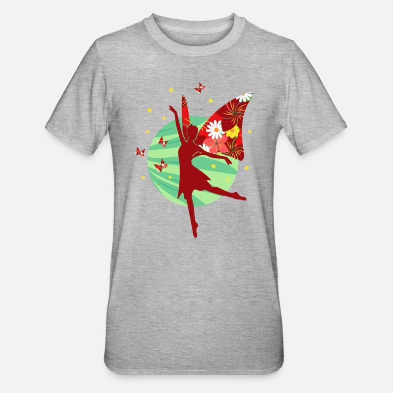 Fée papillon - T-shirt polycoton Unisexe - gris chiné