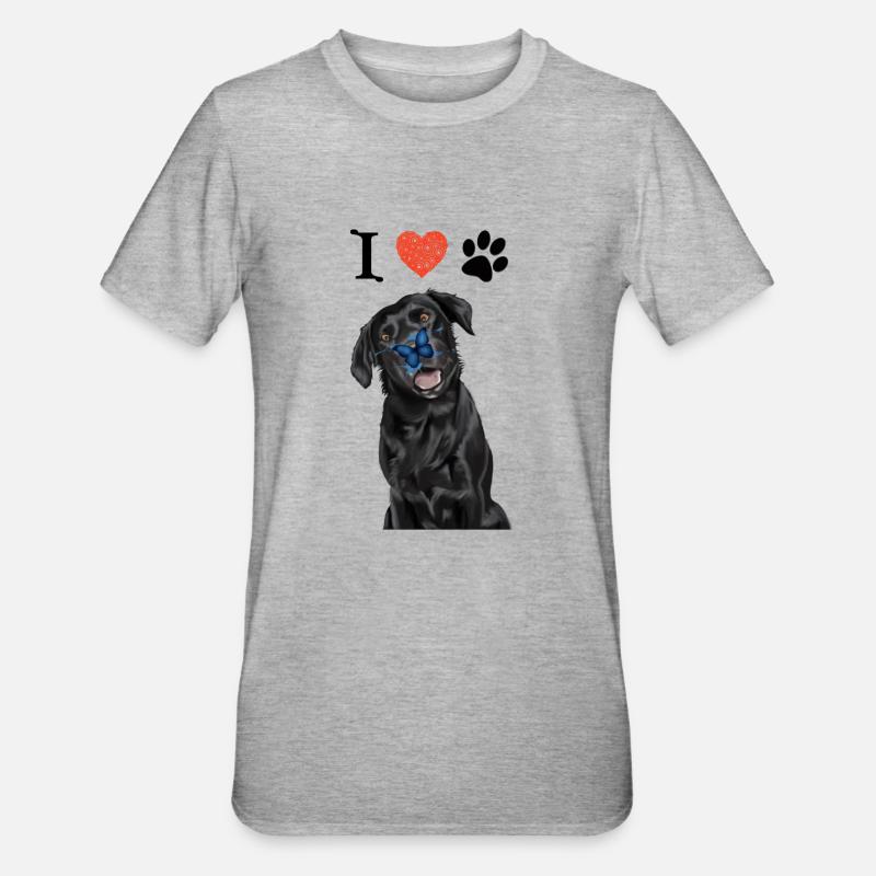 J'aime mon Labrador - T-shirt polycoton Unisexe - gris chiné