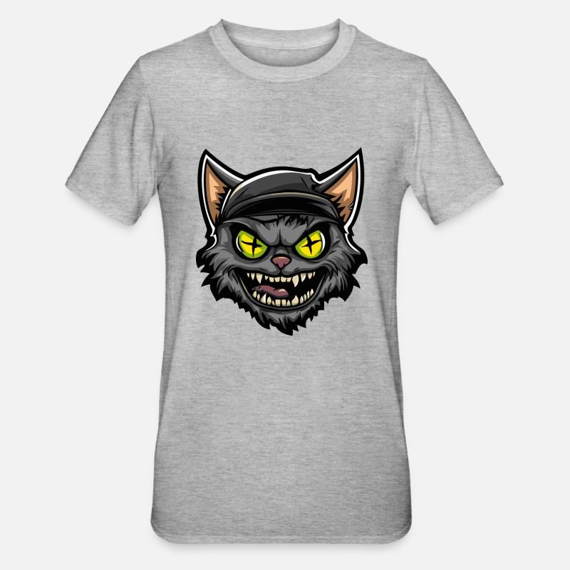 Halloween Comic Cat Cat - Unisex Polycotton T-Shirt - heather grey