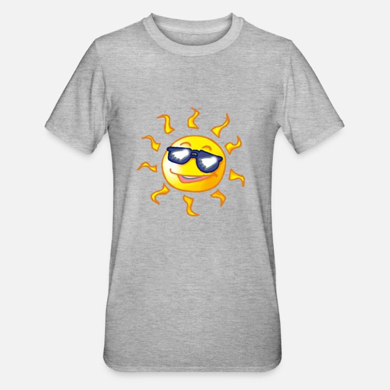 Coole Comic Sonne - Unisex Polycotton T-Shirt - Grau meliert
