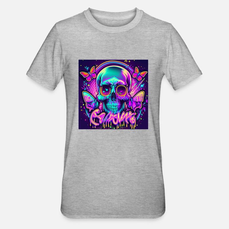 Schädel - Unisex Polycotton T-Shirt - Grau meliert