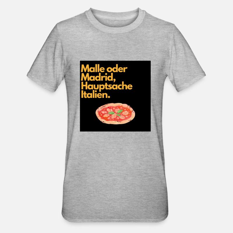 Malle oder Madrid - Unisex Polycotton T-Shirt - Grau meliert