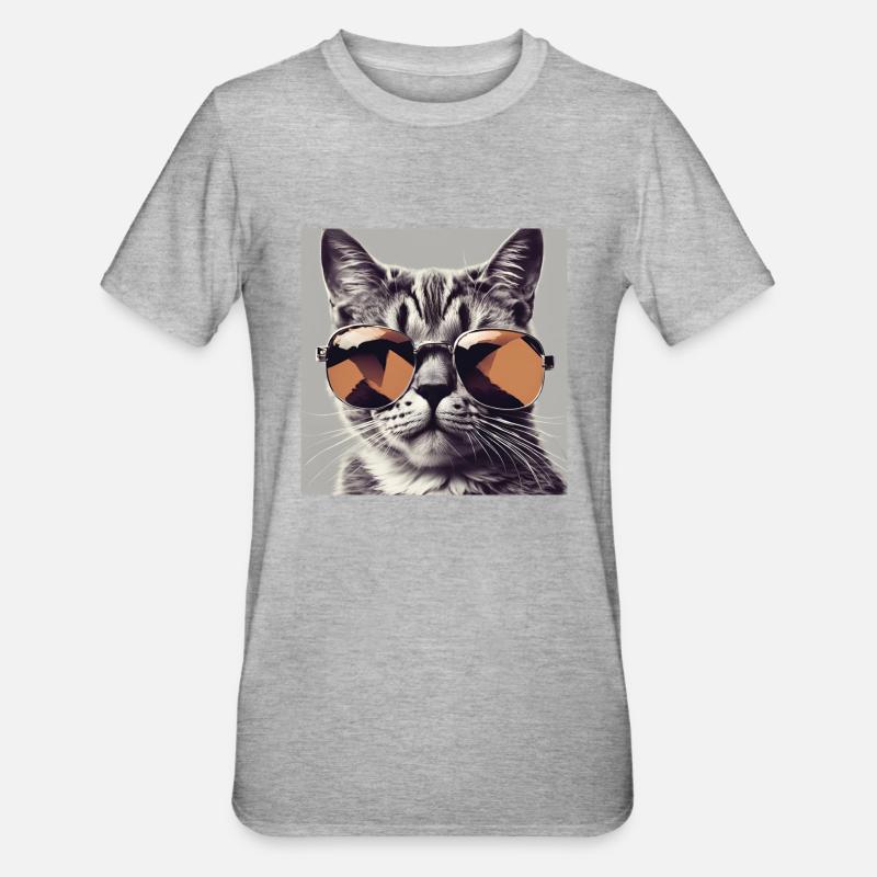Cool Cat #1 - Unisex Polycotton T-Shirt - Grau meliert