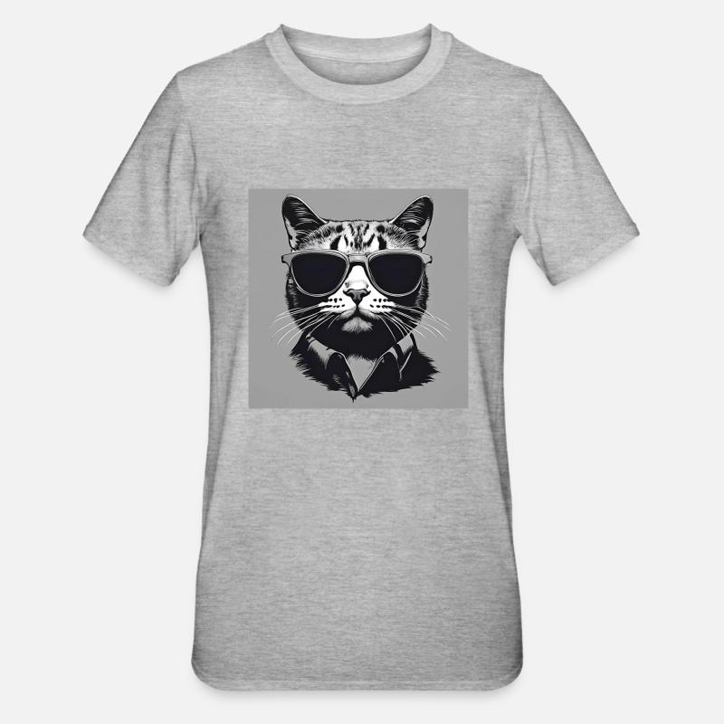 Cool Cat#2 - Unisex Polycotton T-Shirt - Grau meliert