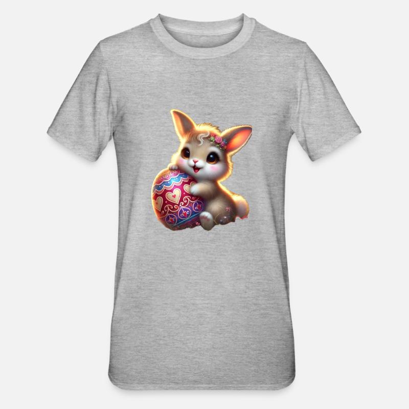 Easter bunny with egg - Unisex Polycotton T-Shirt - heather grey