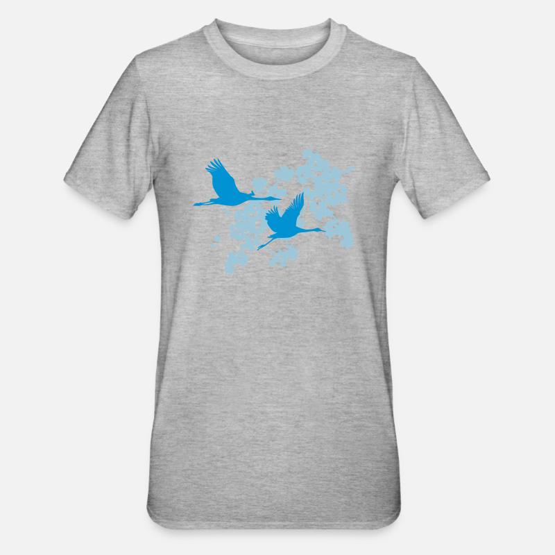 Flore et faune - 2 grues - T-shirt polycoton Unisexe - gris chiné