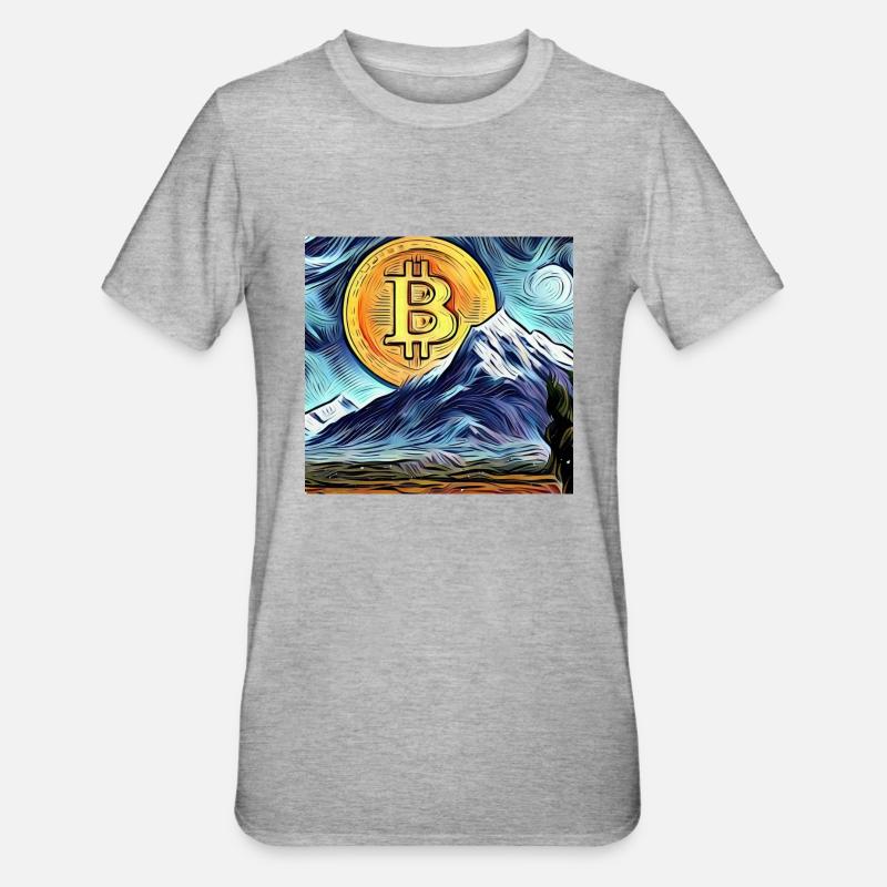 Bitcoin + Nature - T-shirt polycoton Unisexe - gris chiné
