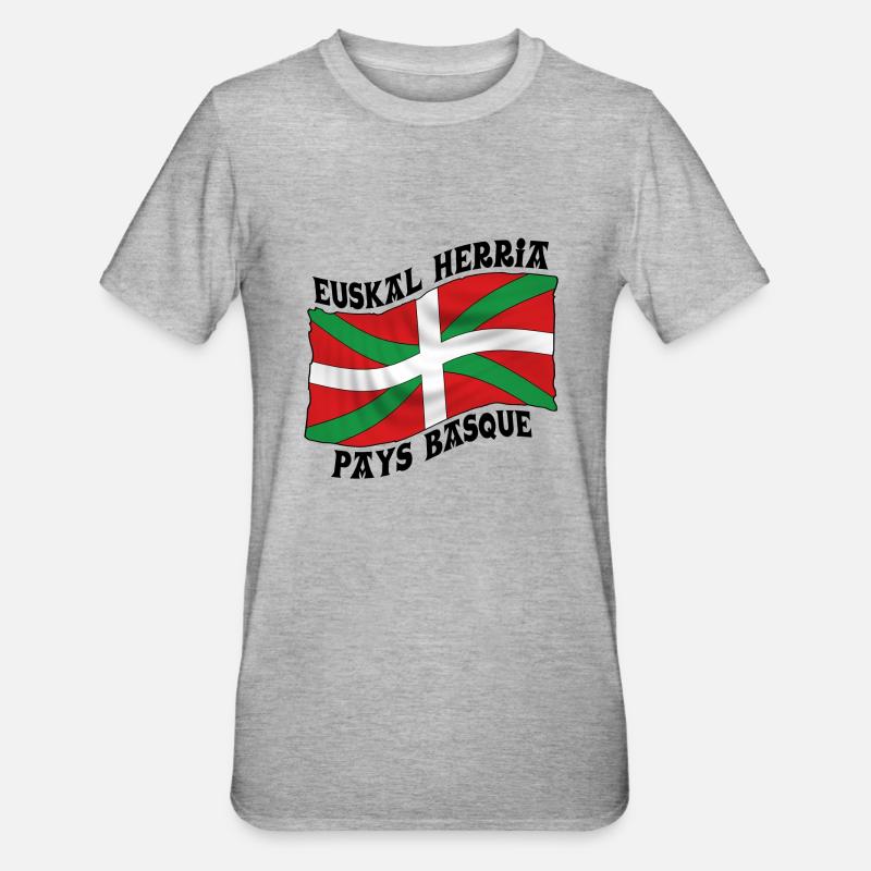 Drapeau Basque Ikurriña - T-shirt polycoton Unisexe - gris chiné