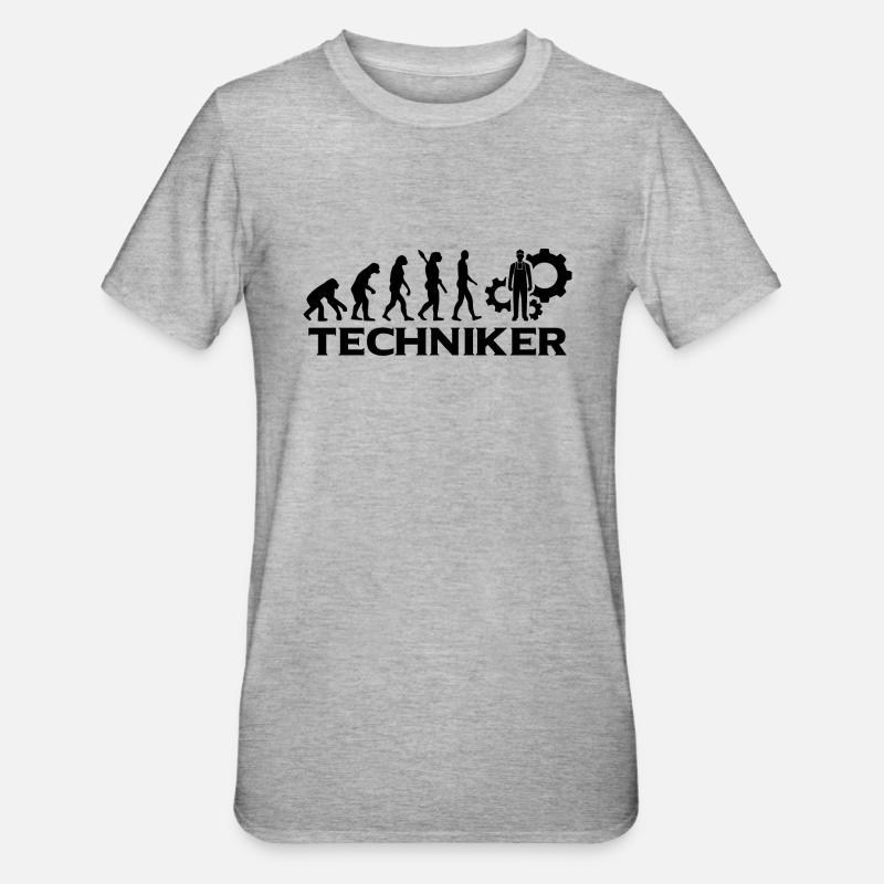 Evolution Techniker Technik bt - Unisex Polycotton T-Shirt - Grau meliert