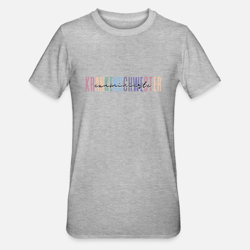 examinierte Krankenschwester - buntes Design - Unisex Polycotton T-Shirt - Grau meliert