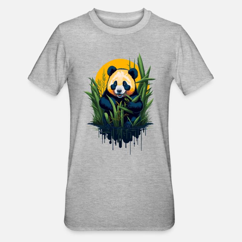 Mignon ours panda - T-shirt polycoton Unisexe - gris chiné