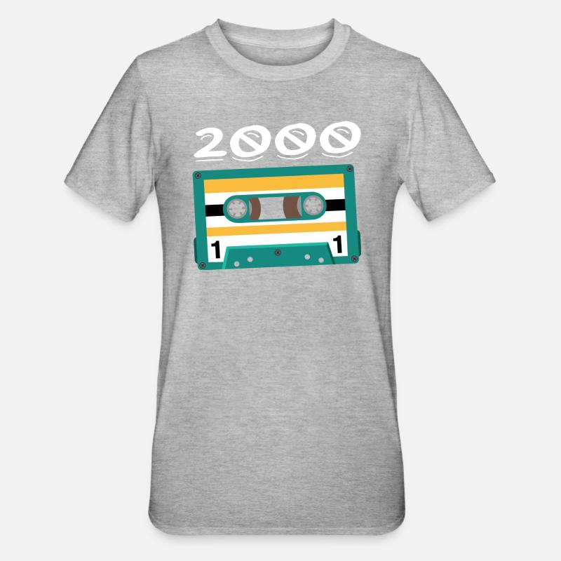 Cassette 2000 Vintage Anniversaire 2000 - T-shirt polycoton Unisexe - gris chiné