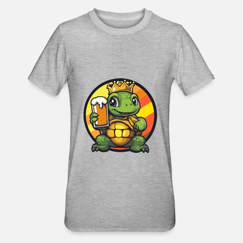Schildkröte Bier Comic - Unisex Polycotton T-Shirt - Grau meliert