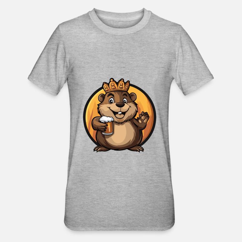 Beaver Beer Comic - Unisex Polycotton T-Shirt - heather grey