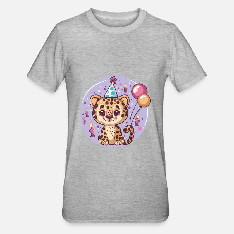 Bande dessinée d’anniversaire léopard - T-shirt polycoton Unisexe - gris chiné
