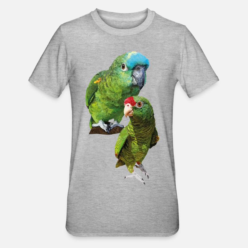 Perroquets amazoniens - T-shirt polycoton Unisexe - gris chiné