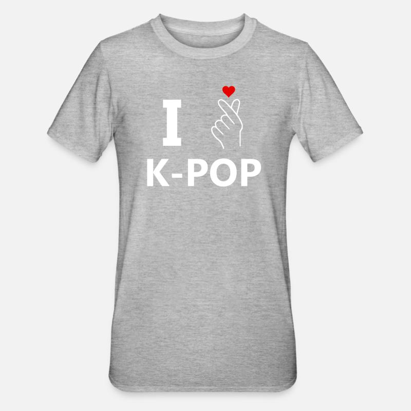 I love K-Pop - T-shirt polycoton Unisexe - gris chiné
