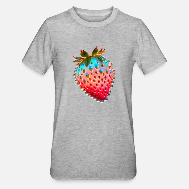 erdbeere,rote erdbeere,wassertropfen,glas - Unisex Polycotton T-Shirt - Grau meliert