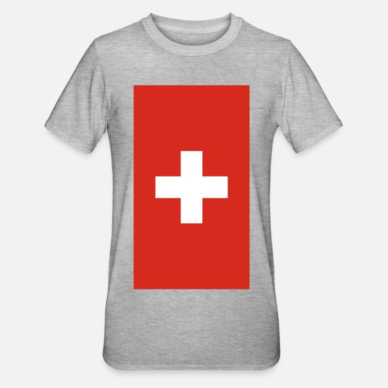 Telefon-Fall der Schweizer Flagge - Unisex Polycotton T-Shirt - Grau meliert