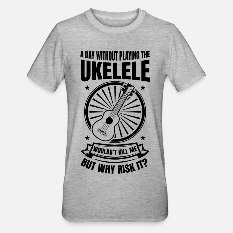 Blague de professeur de ukulélé - T-shirt polycoton Unisexe - gris chiné