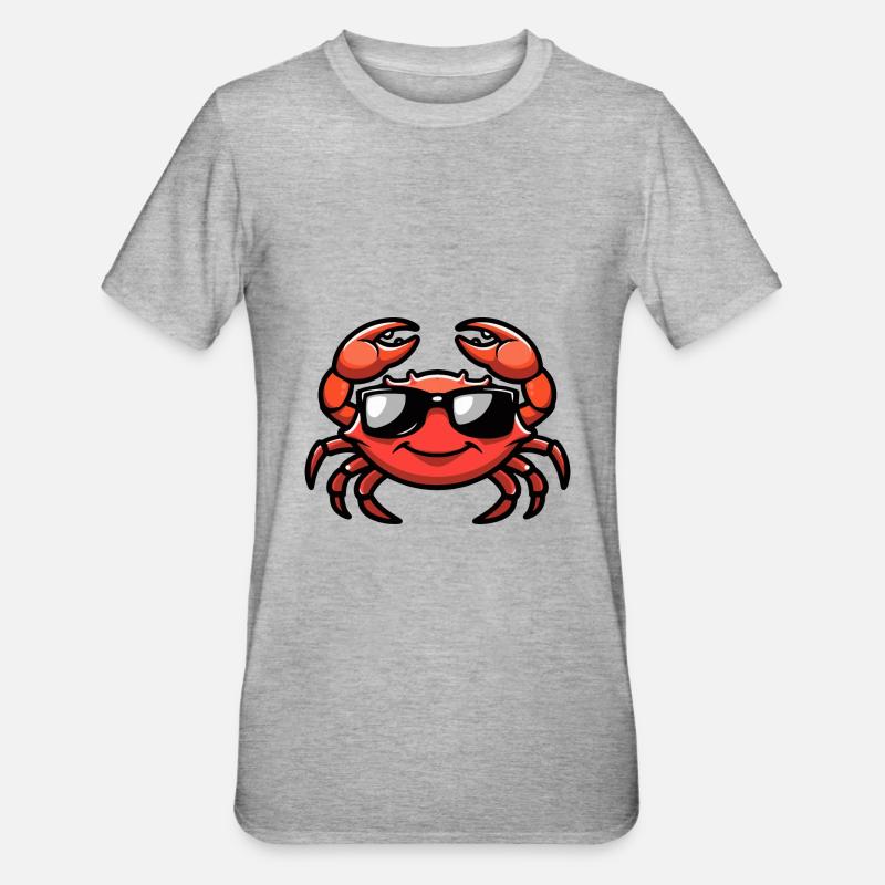Krebs Krabbe Tier - Unisex Polycotton T-Shirt - Grau meliert