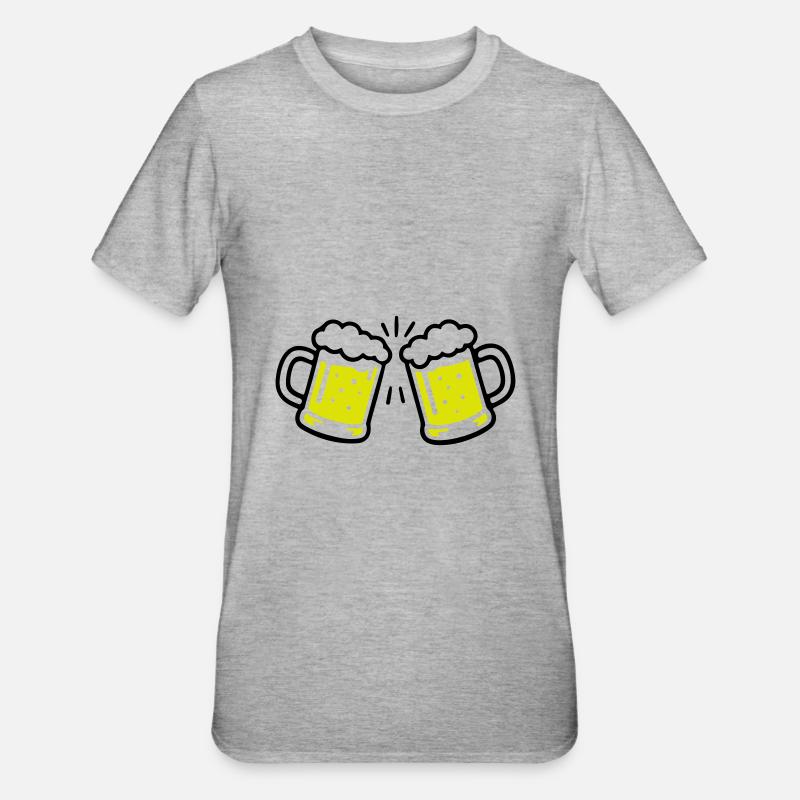 Bier Anstossen Prost - Unisex Polycotton T-Shirt - Grau meliert