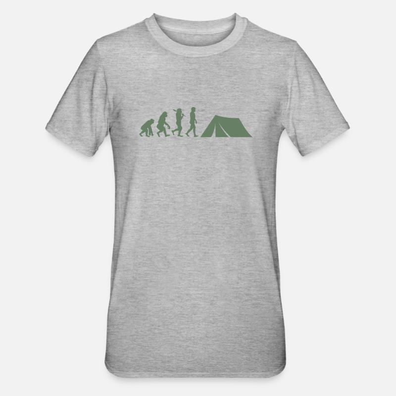 Zelten Evolution Camping - Unisex Polycotton T-Shirt - Grau meliert