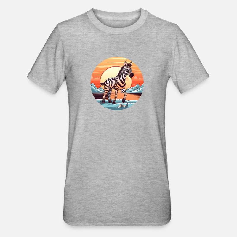 Zebra Coucher de soleil - T-shirt polycoton Unisexe - gris chiné
