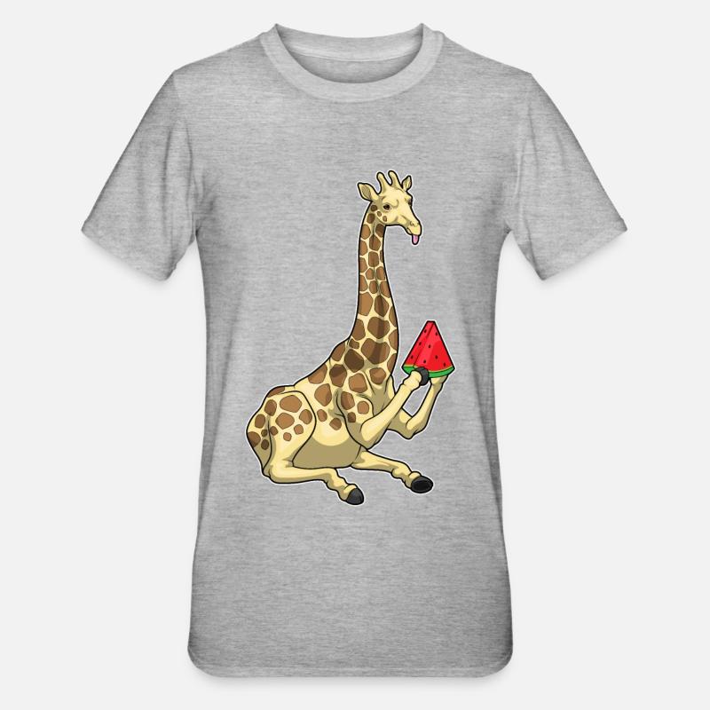 Girafe Pastèque - T-shirt polycoton Unisexe - gris chiné