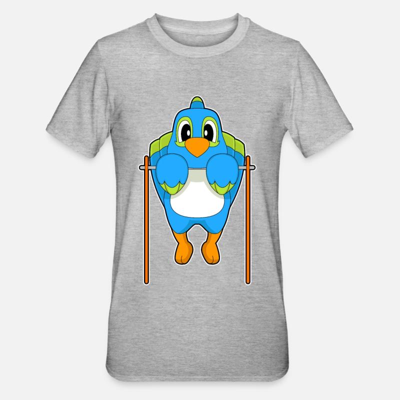 Parrot Bodybuilder Pull-ups - Unisex Polycotton T-Shirt - heather grey