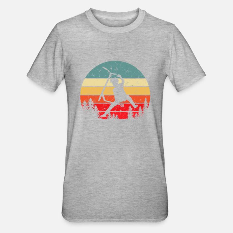 Scooter Stunt Tretroller Geschenkidee - Unisex Polycotton T-Shirt - Grau meliert