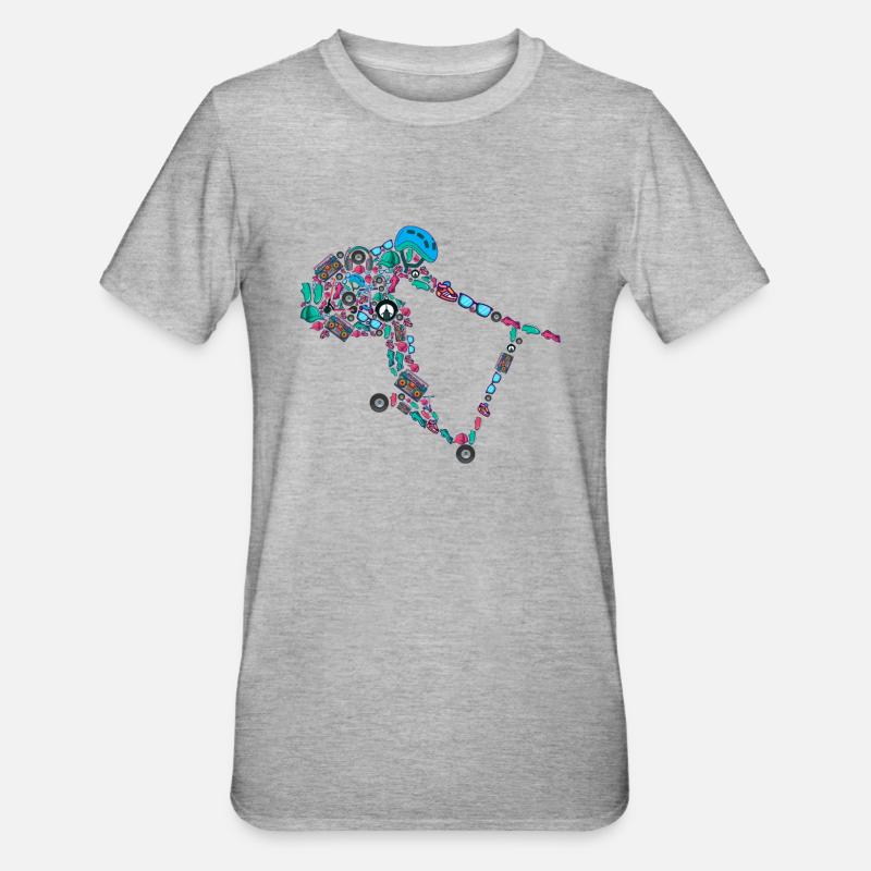 Scooter Stunt Roller E-Roller Jungen - Unisex Polycotton T-Shirt - Grau meliert