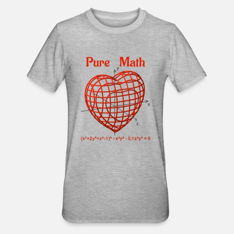 Herzfunktion 3D - Pure Math - Unisex Polycotton T-Shirt - Grau meliert