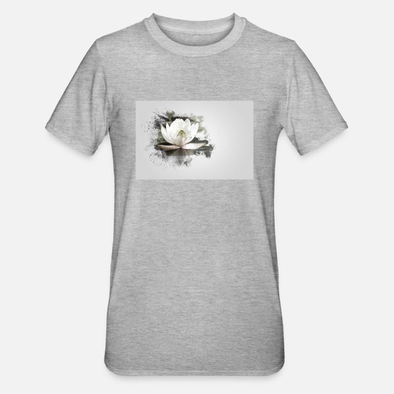 Nénuphar blanc - T-shirt polycoton Unisexe - gris chiné