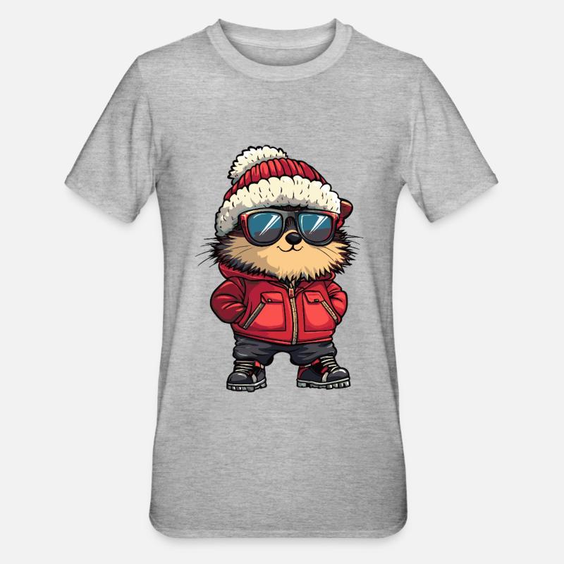 Igel Cool Comic - Unisex Polycotton T-Shirt - Grau meliert