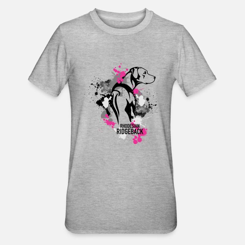 Rhodesian Ridgeback Splash Pink - Unisex Polycotton T-Shirt - Grau meliert